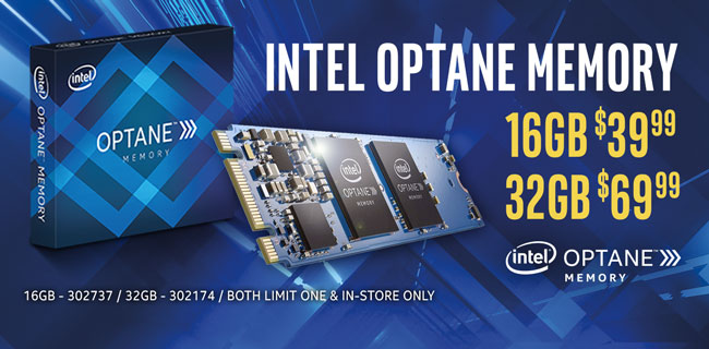 Intel Optane Memory - 16GB $39.99, 32GB $69.99